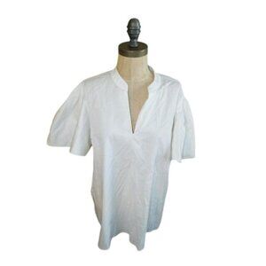 Chico's Size 16 (3) White Cloth Flared Short Sleeve Vneck Blouse Top